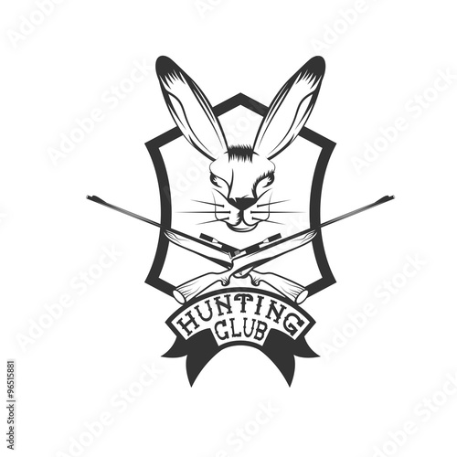 hunting club crest with carbines and hare