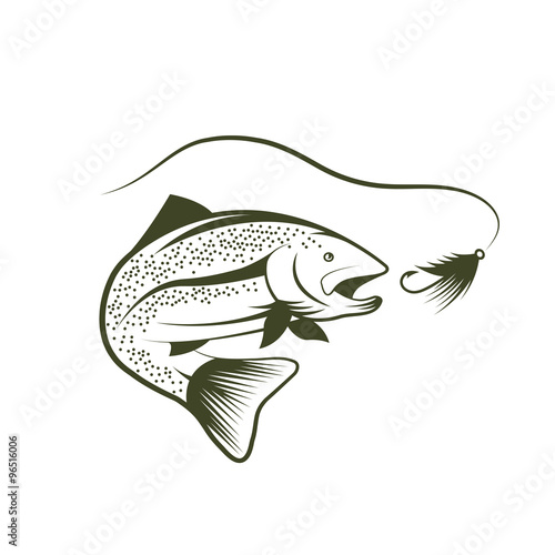 trout and lure vector design template