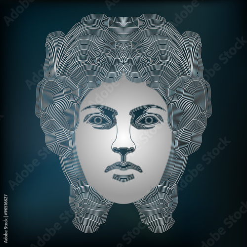 Silver woman portrait, zodiac Virgo sign