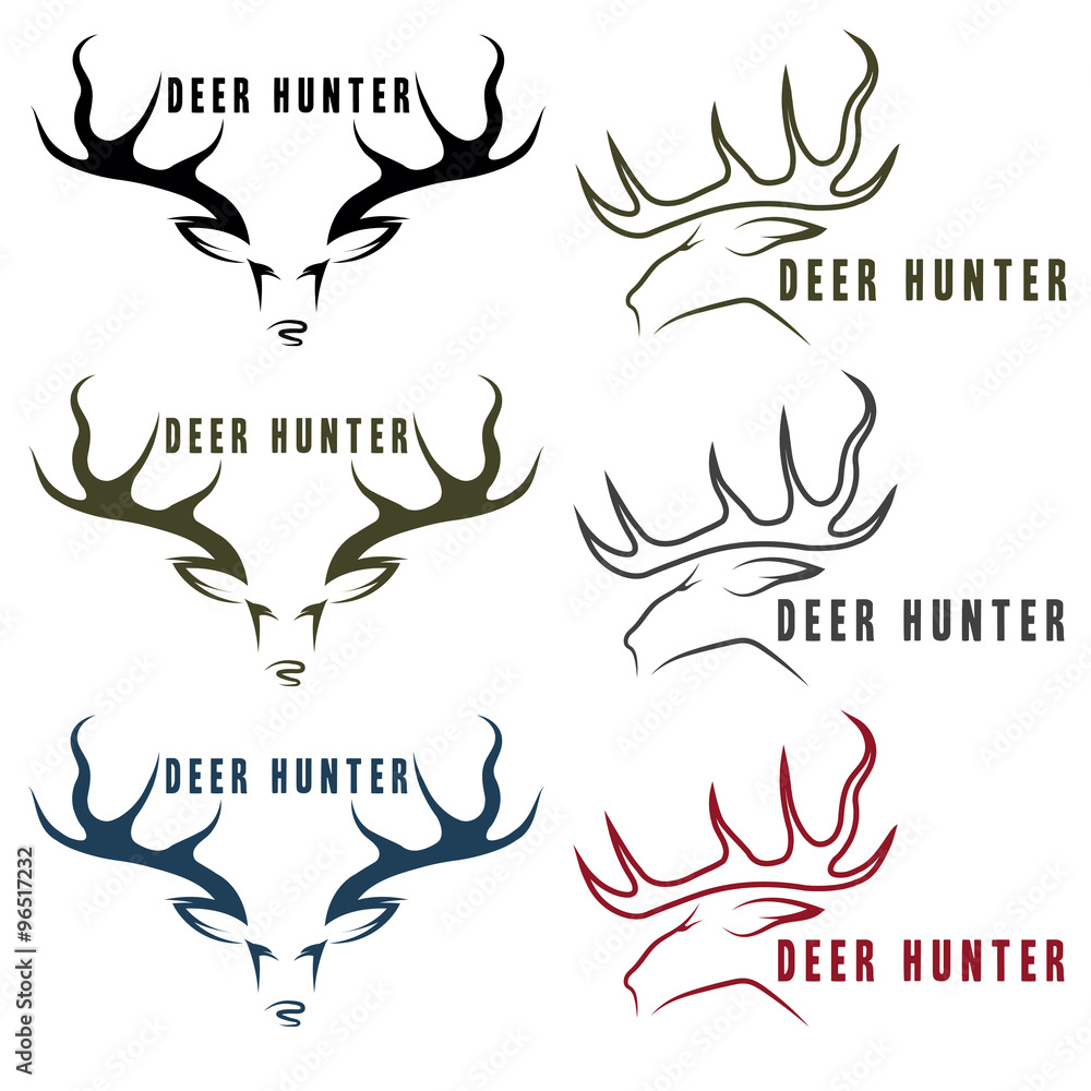 Obraz premium deer hunter vector vintage emblems set