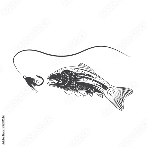 trout and lure vector design template
