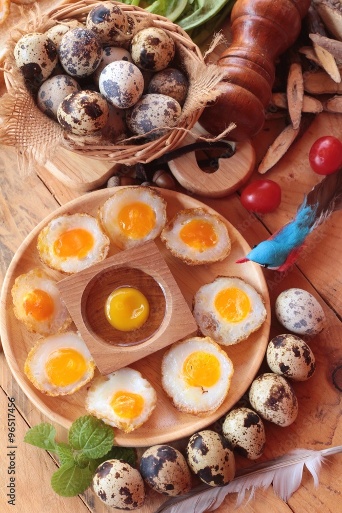 Quail eggs and fried quail eggs of delicious. Quail eggs and fried quail eggs of delicious.