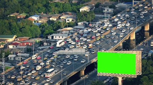 Greenscreen Billboard By Busy Highway photo