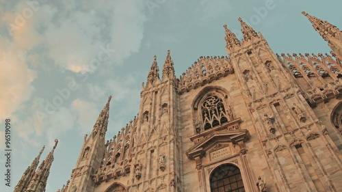 The Duomo, Milan, Italy: Time-lapse of cathedral at sunset with camera movement