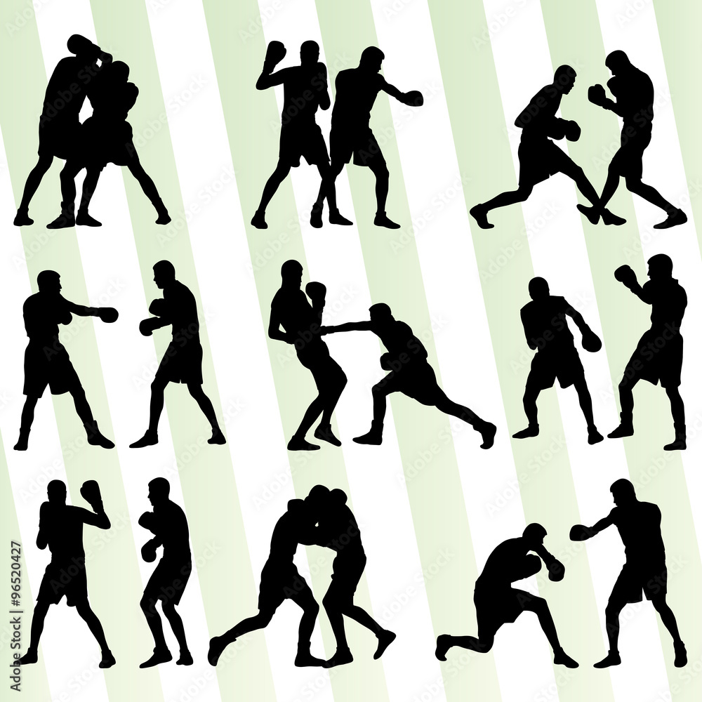 Boxer boxing man in action sport vector background