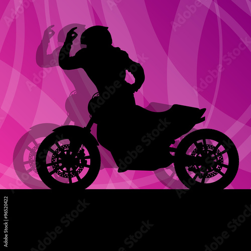 Motorcycle performance extreme stunt driver man vector backgroun