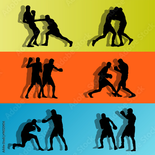 Boxer boxing man in action sport vector background