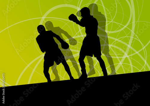 Boxer boxing man in action sport vector background