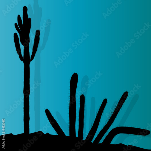 Cactus silhouettes landscape desert vector background concept