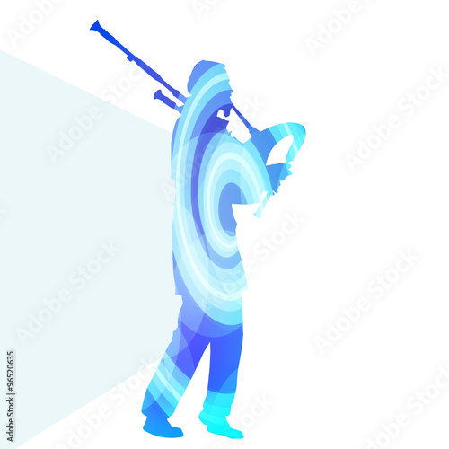 Bagpiper Scottish man silhouette illustration vector background