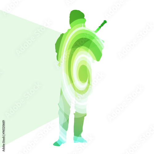 Bagpiper Scottish man silhouette illustration vector background