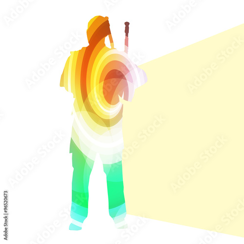 Bagpiper Scottish man silhouette illustration vector background