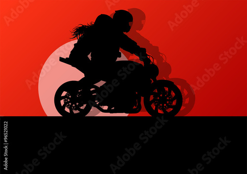 Motorcycle performance extreme stunt driver man and woman vector