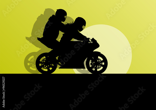 Motorcycle performance extreme stunt driver man and woman vector
