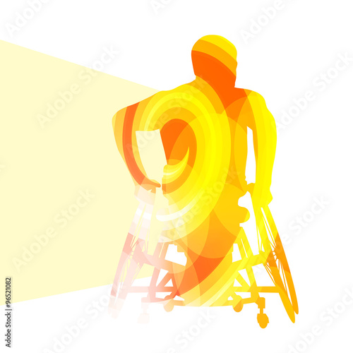 Active disabled person wheelchair vector background