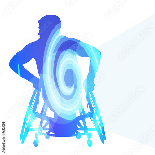 Active disabled person wheelchair vector background