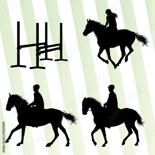 Horses with jockey equestrian sport vector background concept