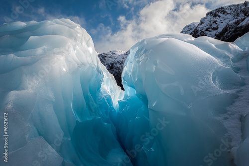 Ice crevice, Fox Glacier, New Zealand. photo