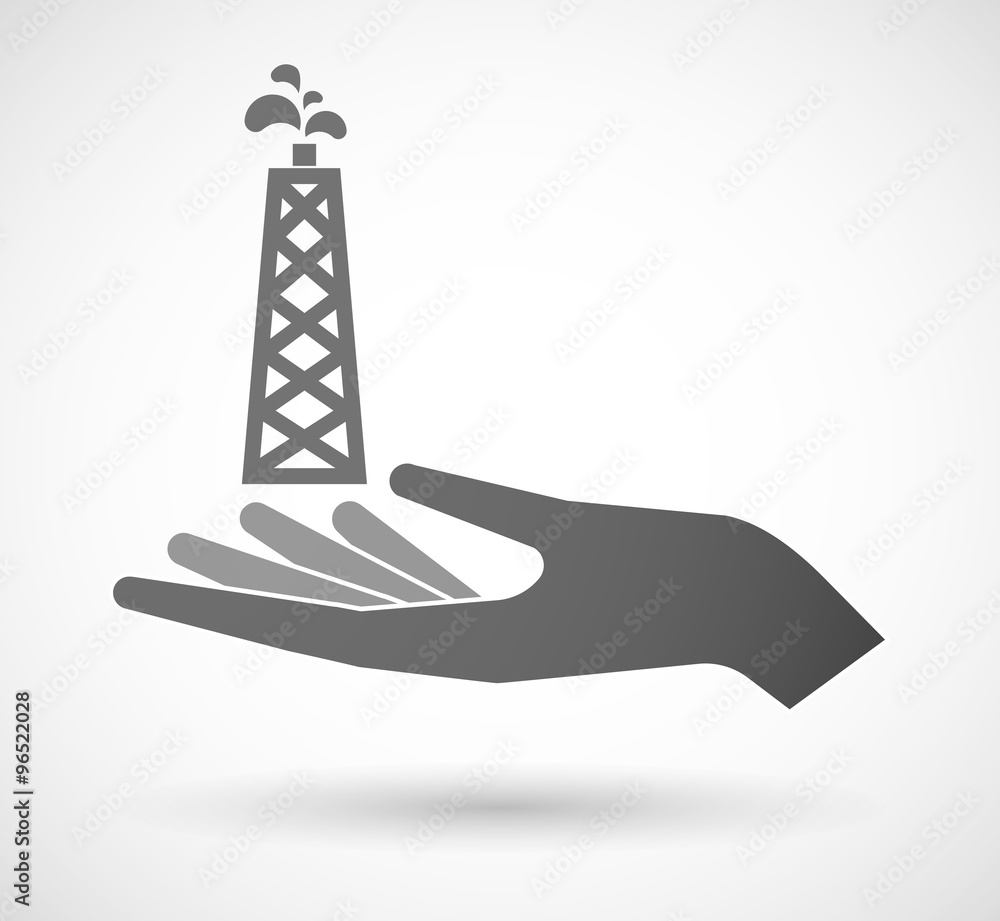 Isolated vector hand giving an oil tower