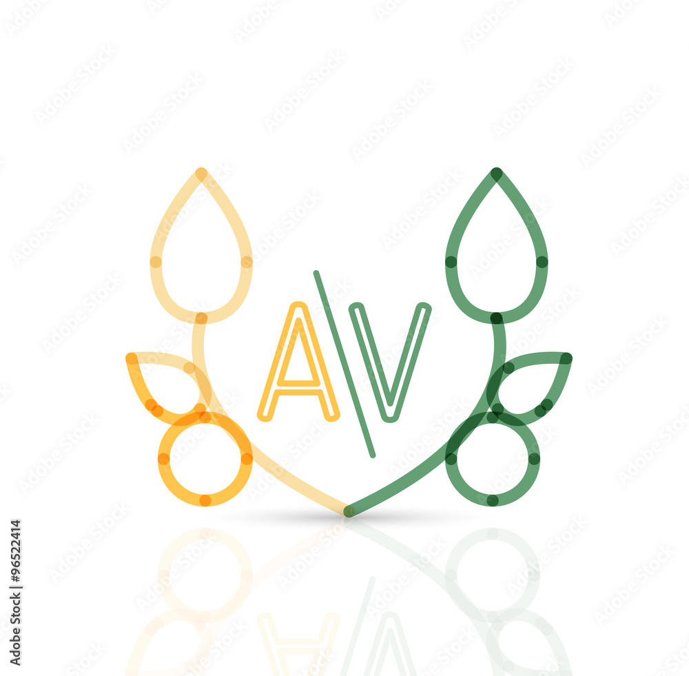 Abstract geometric linear hipster floral icon, frame design, flat style Abstract geometric linear hipster floral icon, frame design, flat style