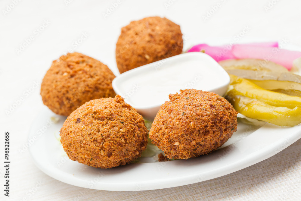 Falafel as a sappetizer on a plate Falafel as a sappetizer on a plate