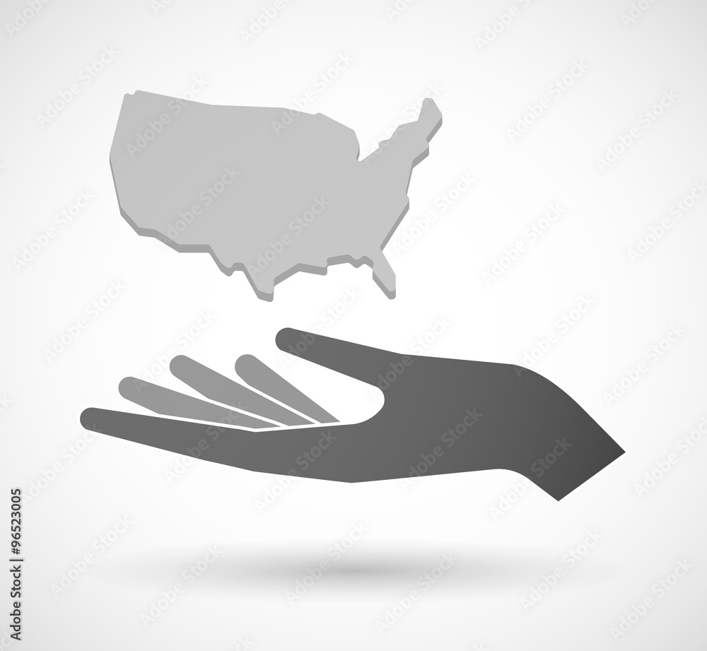 Obraz premium Isolated vector hand giving a map of the USA