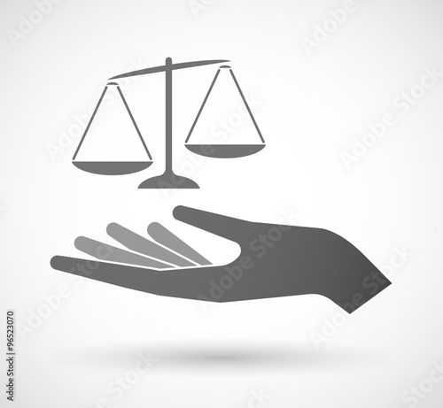 Isolated vector hand giving  an unbalanced weight scale