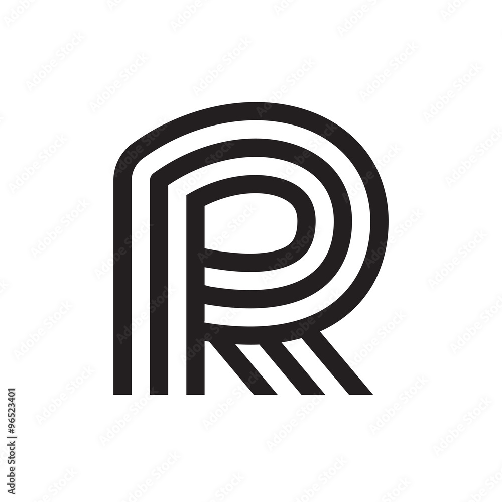 R letter formed by parallel lines. R letter formed by parallel lines.
