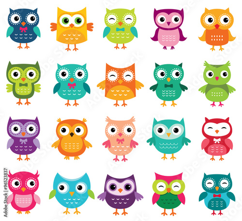 Cute cartoon owls collection photo
