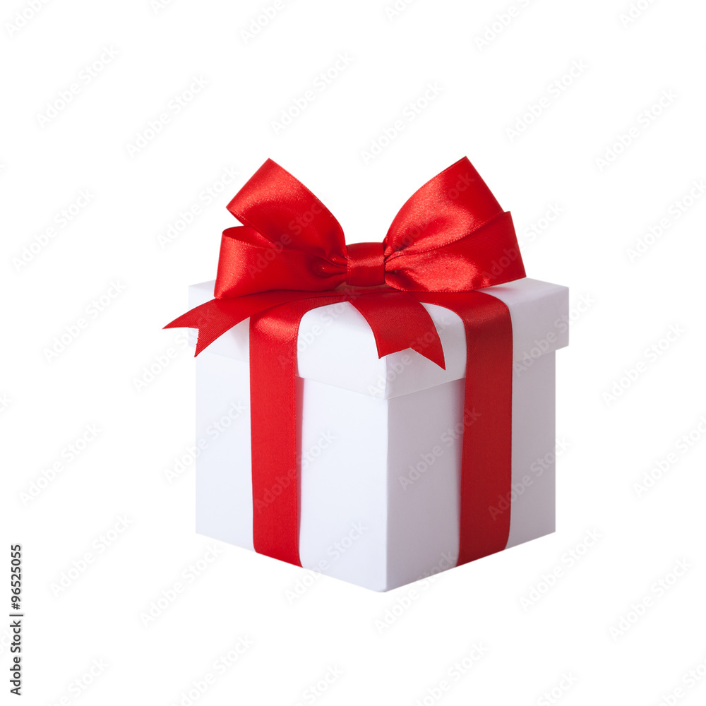 Gift box with red ribbon and bow. Present. Gift box with red ribbon and bow. Present.