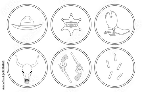 Wild west contour lines objects set