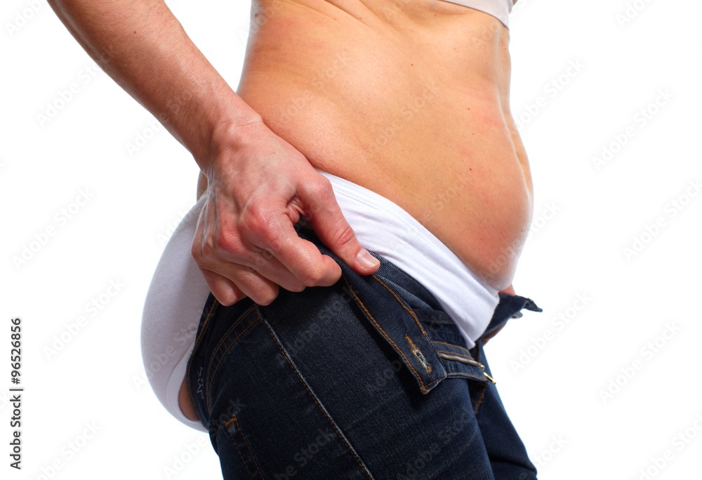 Naklejka premium Woman with fat belly.