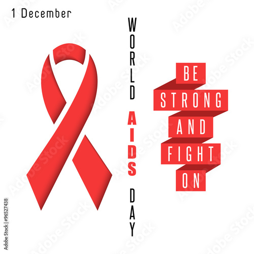 Red ribbon symbol aids world day poster, syndrome hiv positive, mockup graphic design medical banner
