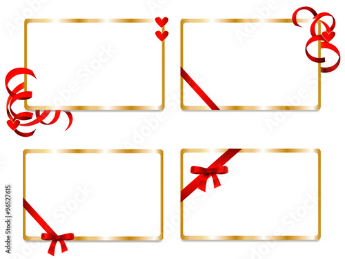 Set of gift voucher with ribbons and heart