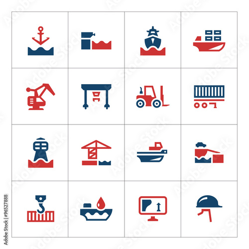 Set color icons of seaport
