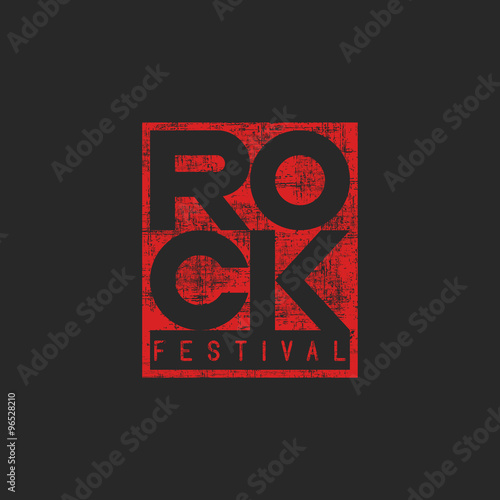 Word rock poster, musical grunge mockup t-shirt print, emblem  ticket template