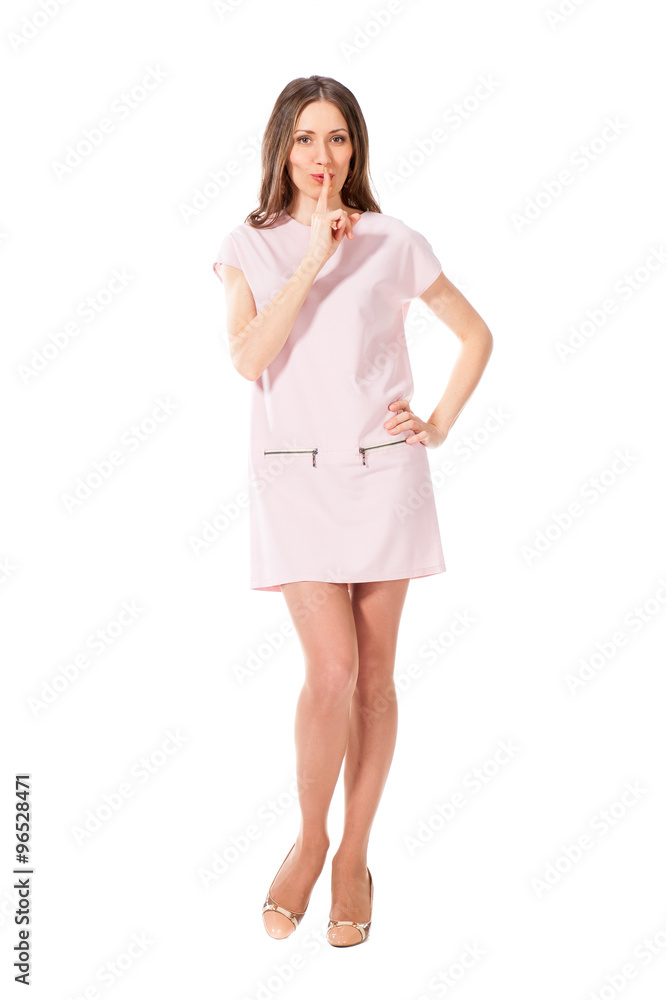 Young slim pretty woman in pink dress posing Young slim pretty woman in pink dress posing