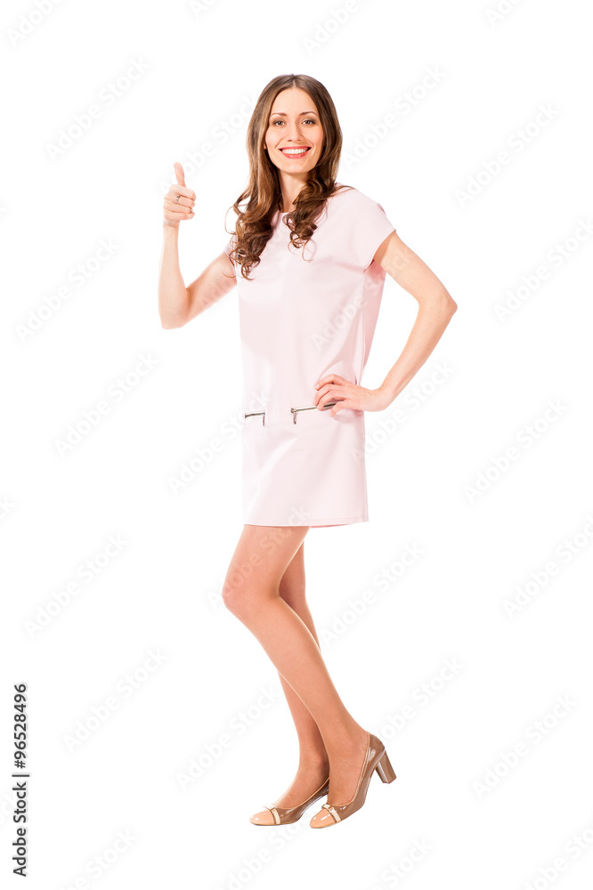 Young slim pretty woman in pink dress posing Young slim pretty woman in pink dress posing