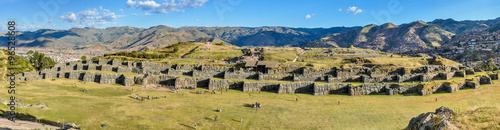 View of the ruins of the fortress of Saqsaywaman in Cusco, Peru photo