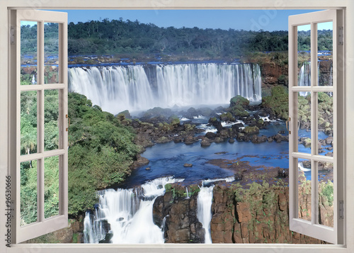 Fototapeta Otwórz windoq panoramiczny vuew do Iguacu falls, Brazylia