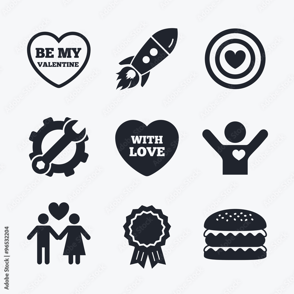 Valentine day love icons. Target aim with heart. Valentine day love icons. Target aim with heart.