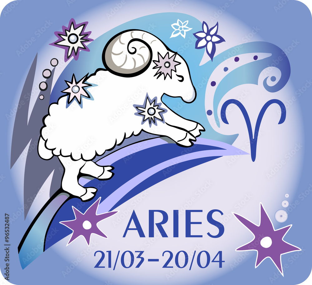 Naklejka premium Sign of the zodiac - Aries. Vector Illustration.