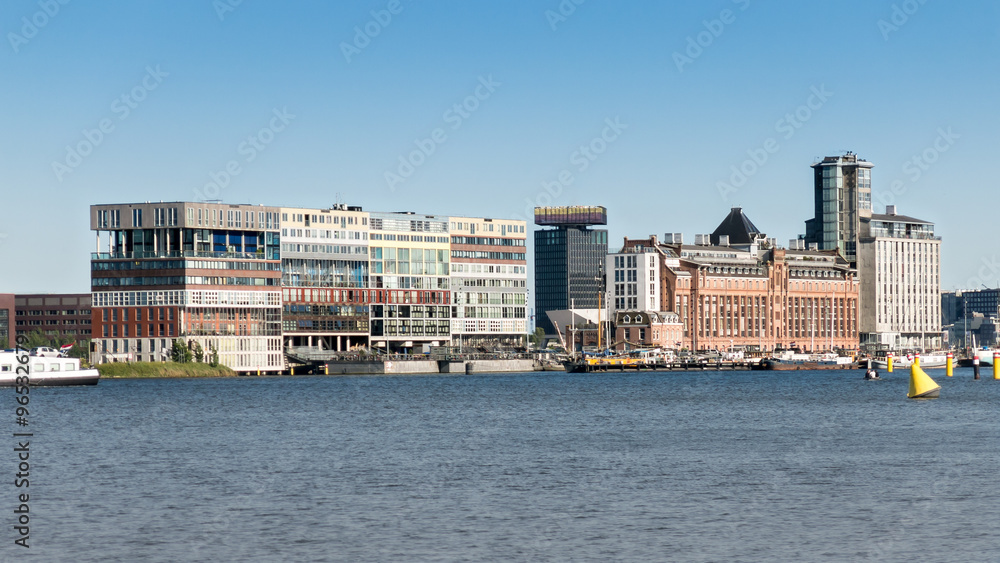 Modern social housing apartment building Silodam in harbour district of Amsterdam, Netherlands