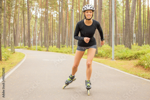 Woman athlete on roller skates 