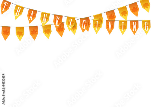Thanksgiving buntings garlands isolated on white background. 