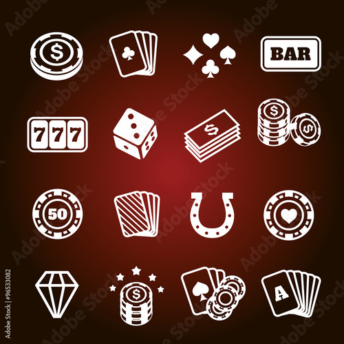Simple set of gambling related vector icons 