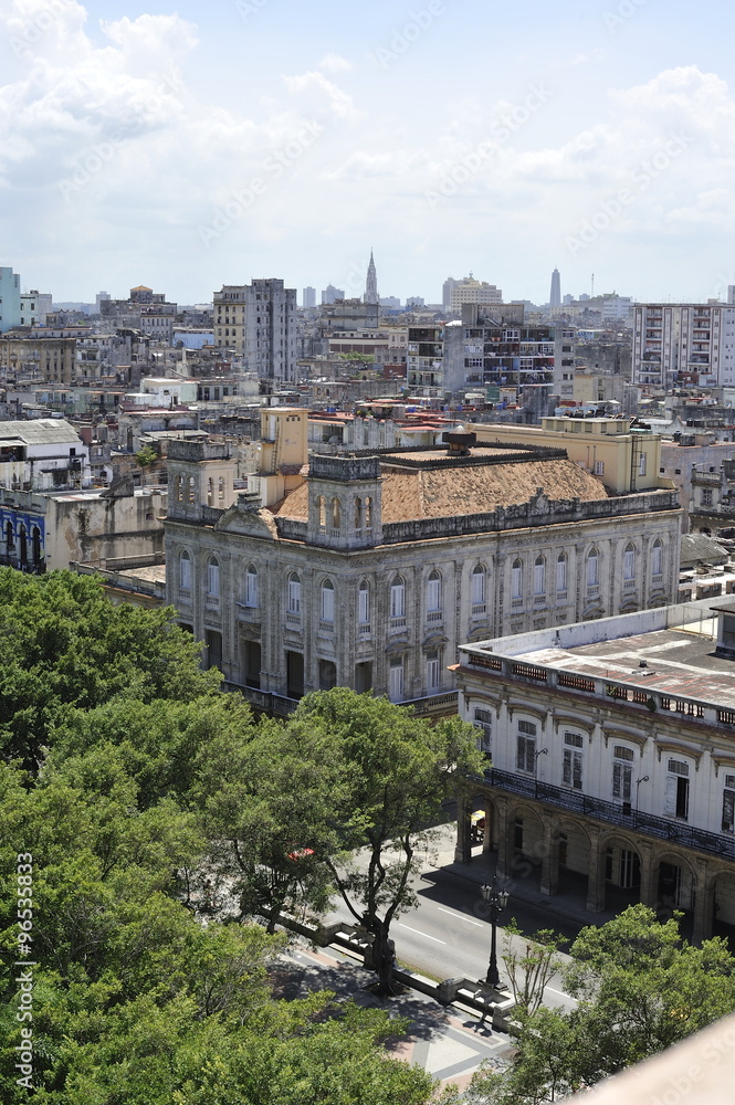 Center of the old Havana city in Cuba, view at the architectural monuments.
