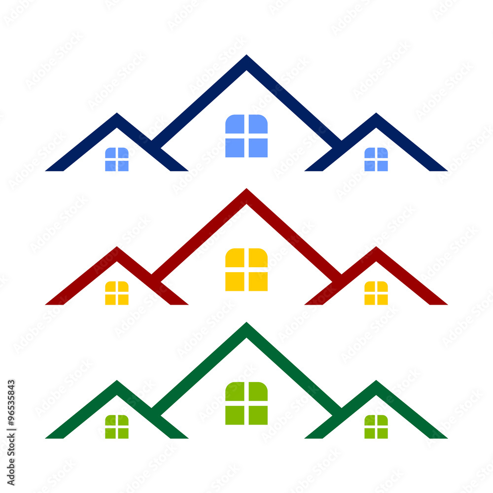 Triple Rooftop Real Estate Logo Template Triple Rooftop Real Estate Logo Template
