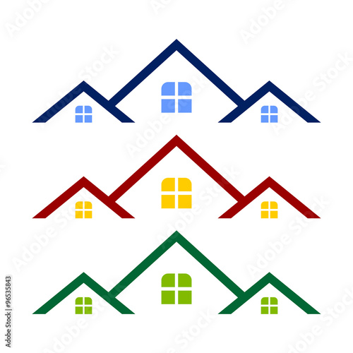 Triple Rooftop Real Estate Logo Template