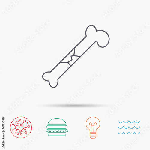 Bone fracture icon. Traumatology sign.